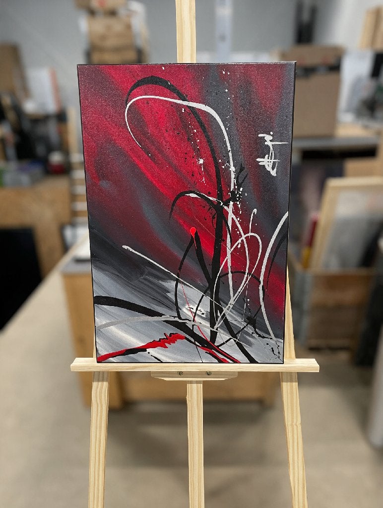 Crimson Zen abstract schilderij – handgeschilderd, Antiek en Kunst, Ophalen