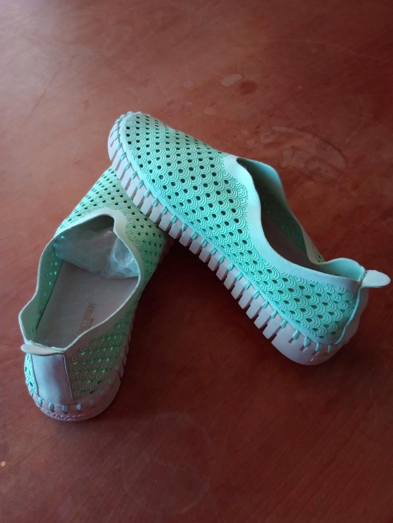 Ilse Jacobsen Tulip dames instappers maat 40 in pastelgroen, Instappers, Ophalen of Verzenden, Zo goed als nieuw, Groen