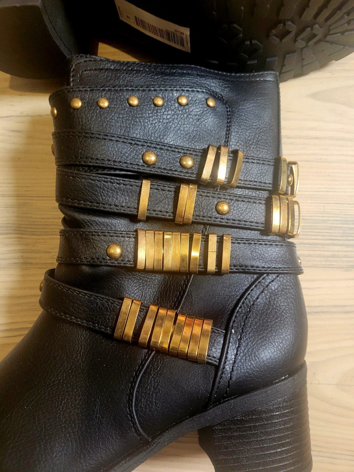 Zwarte enkellaarzen met gouden gespen - Maat 37, H&M, Zwart, Lage of Enkellaarzen, Nieuw