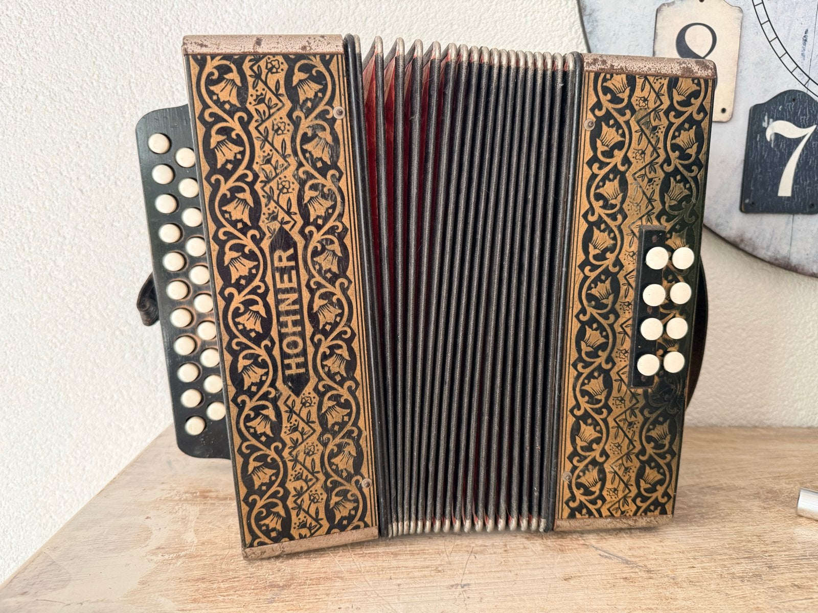 Vintage Hohner Accordeon - Knopaccordeon, Ophalen, Gebruikt, Knopaccordeon, Hohner