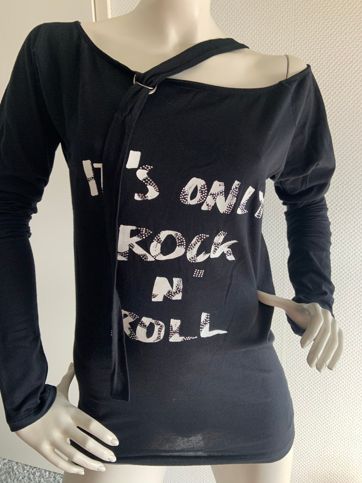 Ricmond shirt met steentjes maat it 46. Nl 40, Kleding | Dames, Maat 38/40 (M), Zwart, Ophalen of Verzenden, Zo goed als nieuw