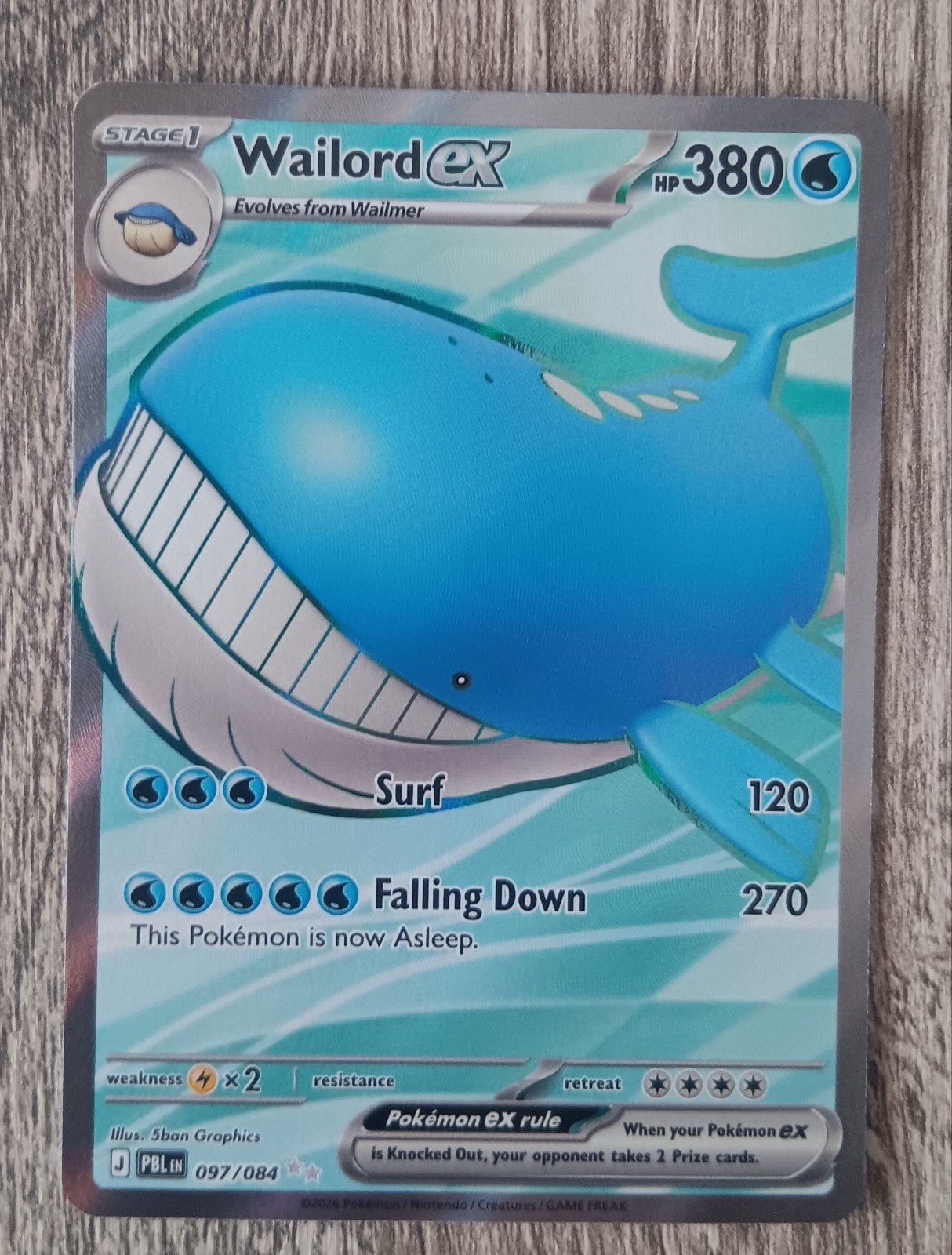 Wailord ex Full Art Pitch Black, Ophalen of Verzenden, Zo goed als nieuw, Losse kaart, Foil
