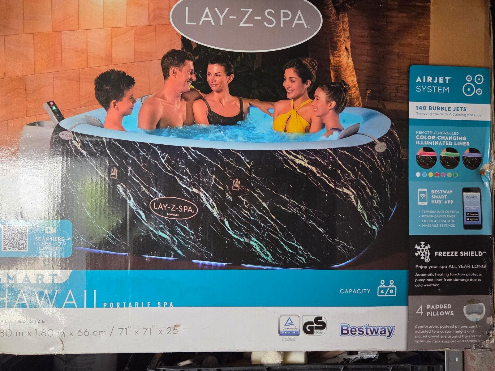 Lay-Z-Spa Hawaii Smart (60261) Opblaasbare Jacuzzi, Ophalen, Minder dan 200 cm, Opblaaszwembad, Minder dan 80 cm