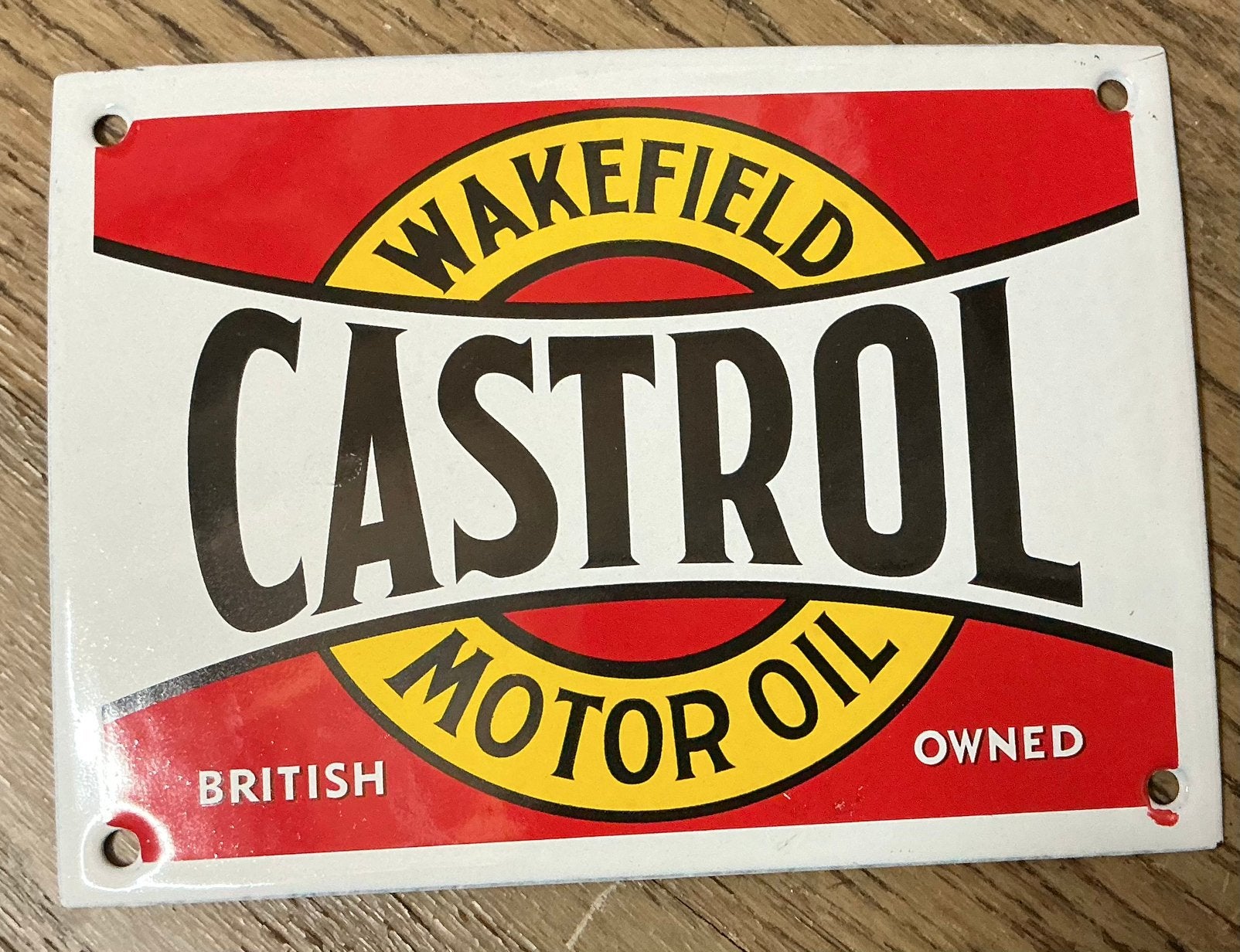 Emaille deurpostje CASTROL, Ophalen of Verzenden, Gebruikt, Reclamebord