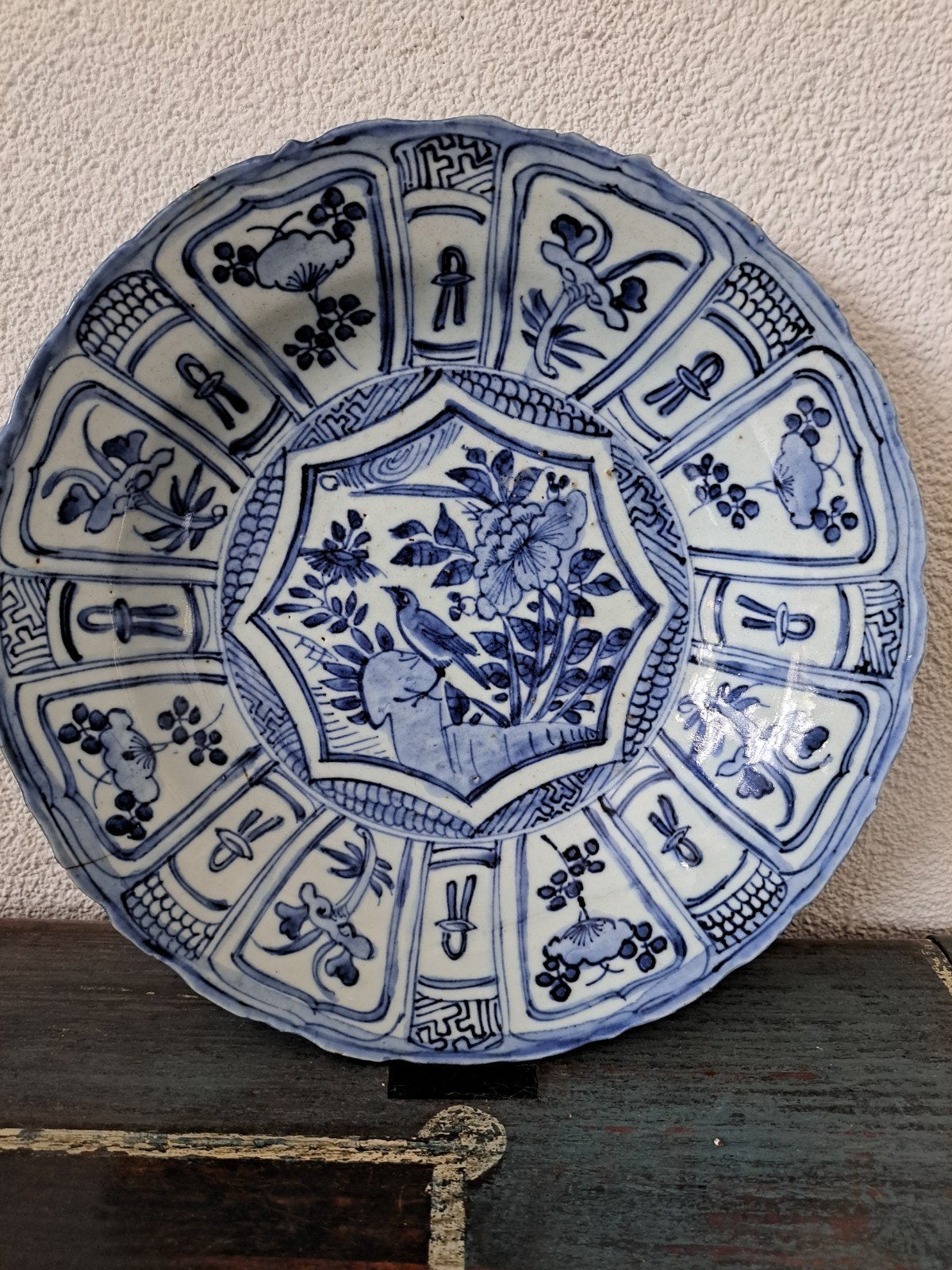 17e eeuw chinees porselein bord, Wanli, kraak porselein 27cm, Ophalen of Verzenden