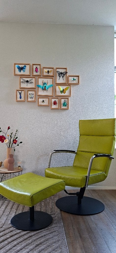 Gealux Design draaifauteuil met hocker, Ophalen, Gebruikt, 75 tot 100 cm, Leer