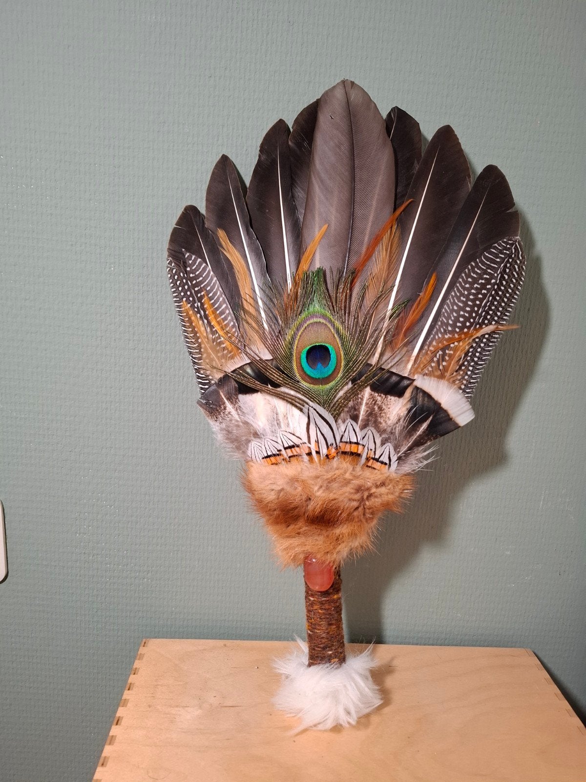 Smudge veren waaier - sjamanisme - pauwenveer, Ophalen of Verzenden