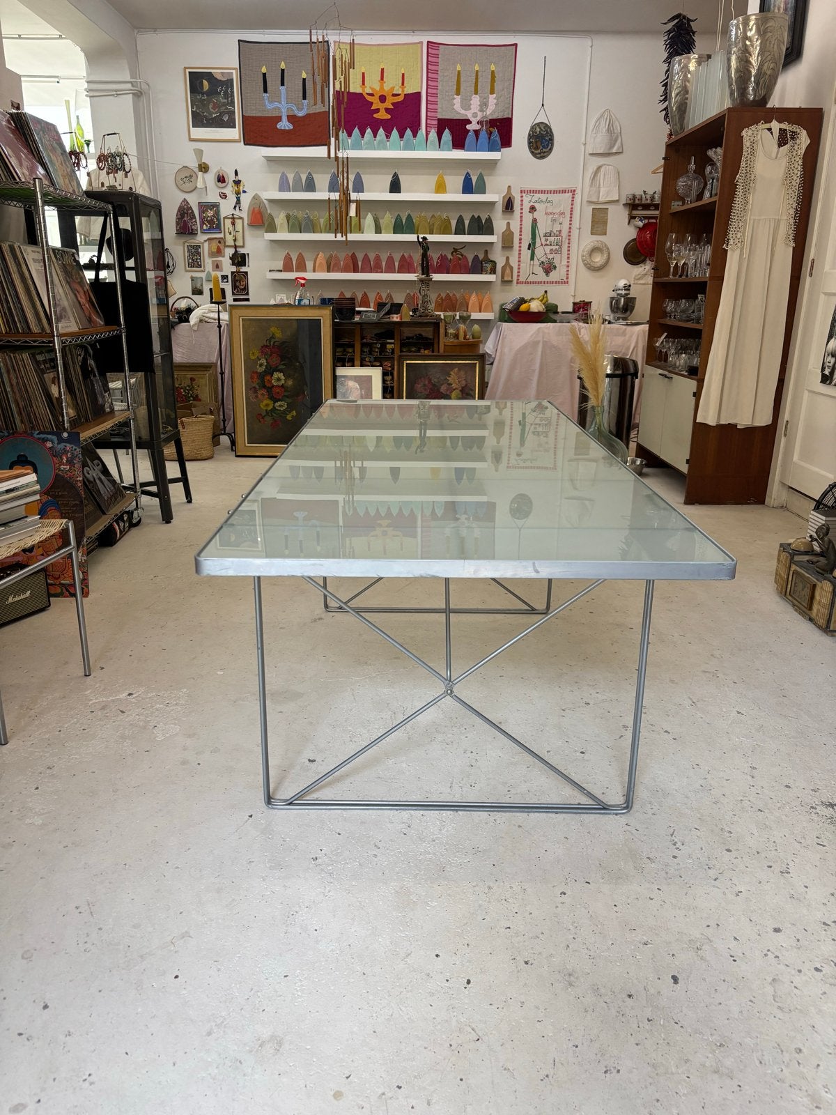 Vintage Ikea glazen eettafel Moment 6-8 personen, Huis en Inrichting, Tafels | Eettafels, Ophalen, Gebruikt, 100 tot 150 cm, Ikea