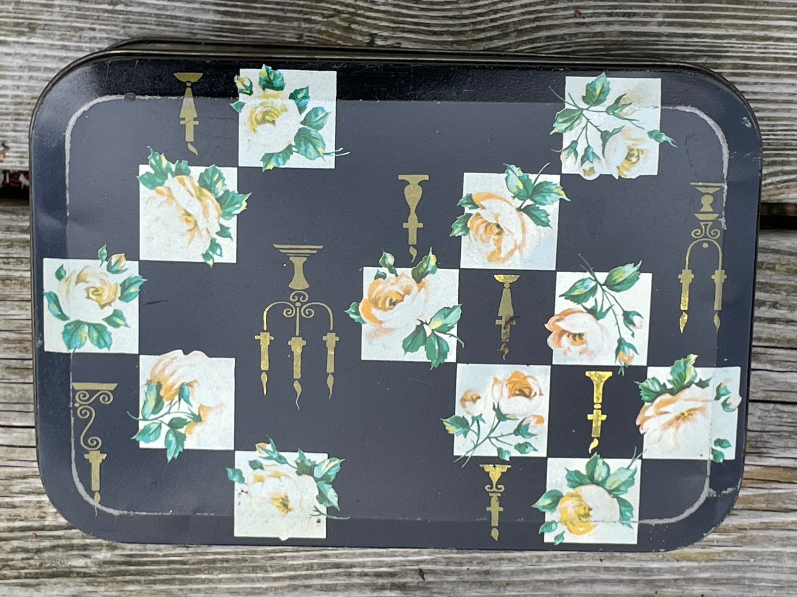 Vintage Verkade blik met rozen en kandelaars, Antiek en Kunst, Ophalen of Verzenden