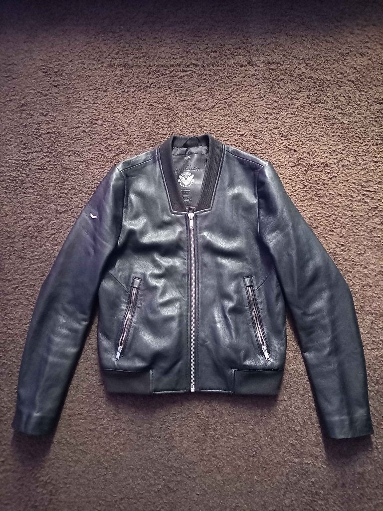 Superdry dames zwart leer jack jas M, Maat 38/40 (M), Superdry, Zwart, Ophalen of Verzenden
