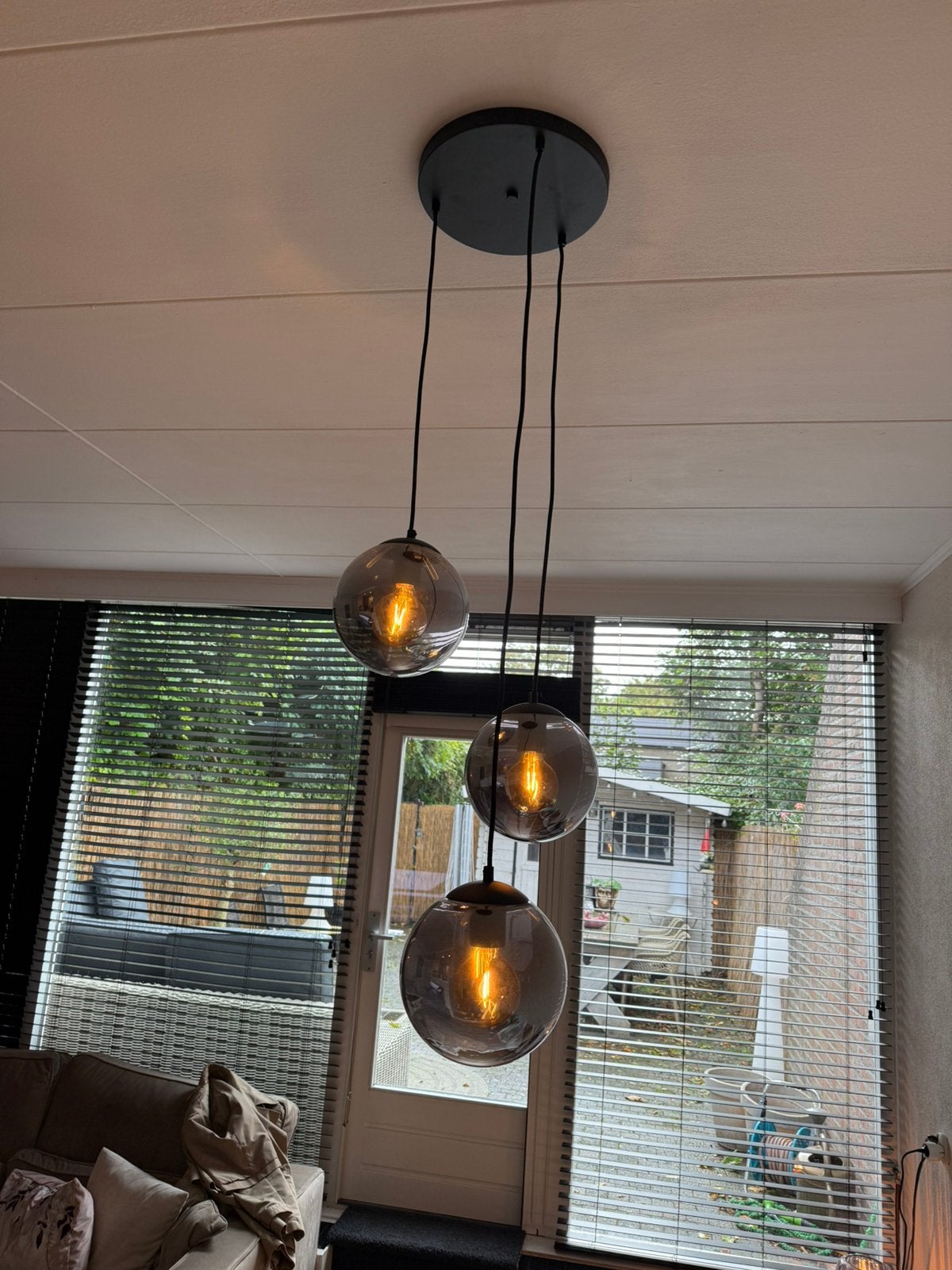 Complete lampenset – Hanglamp, vloerlamp en wandlamp, Ophalen, Zo goed als nieuw, Glas