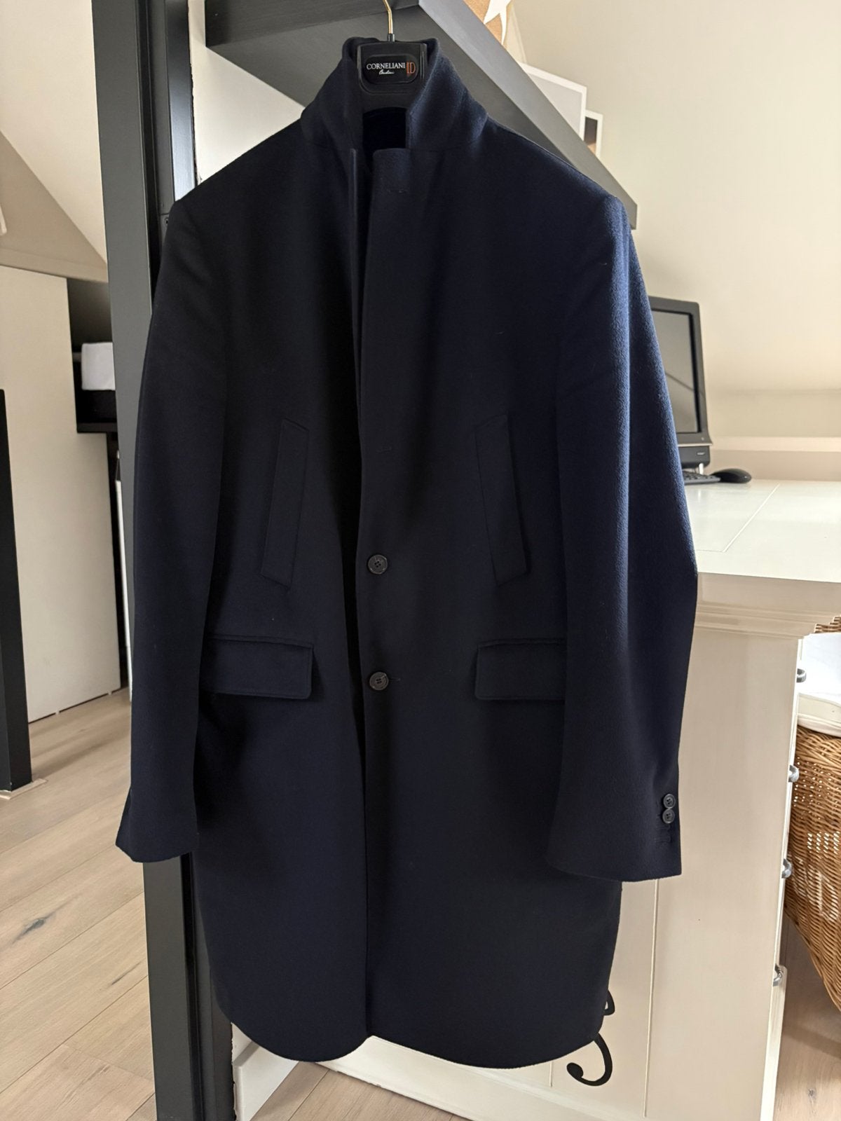 Corneliani overjas Marine blauw 54/56, Corneliani, Blauw, Overige maten, Ophalen of Verzenden