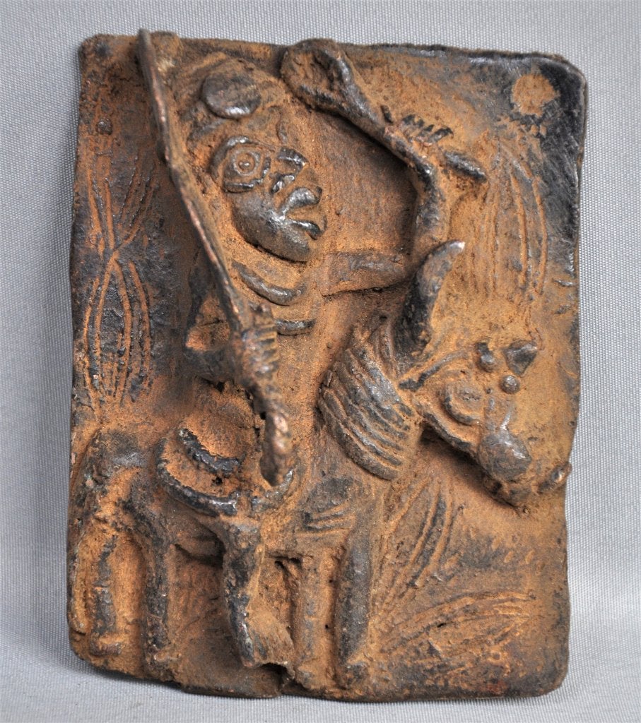 Bronzen plaque Benin, klein - Benin City - Nigeria, Ophalen of Verzenden