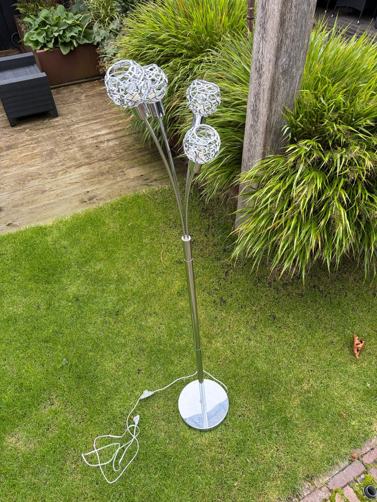 Moderne vloerlamp met 4 bollen, Ophalen, Gebruikt, Overige fittingen, Metaal