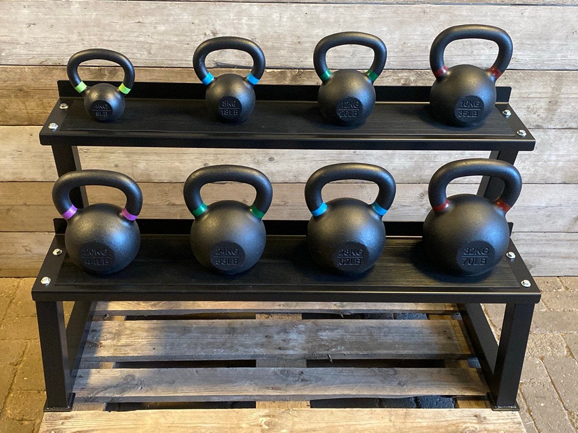 Kettlebells/ kettlebells set 4kg t/m 32kg met rek! NIEUW!, Sport en Fitness, Fitnessmaterialen, Ophalen, Nieuw, Kettlebell