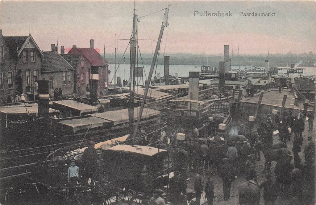 702-212-011 Puttershoek Paardenmarkt, Verzamelen, Ansichtkaarten | Nederland, Verzenden, Voor 1920, Zuid-Holland