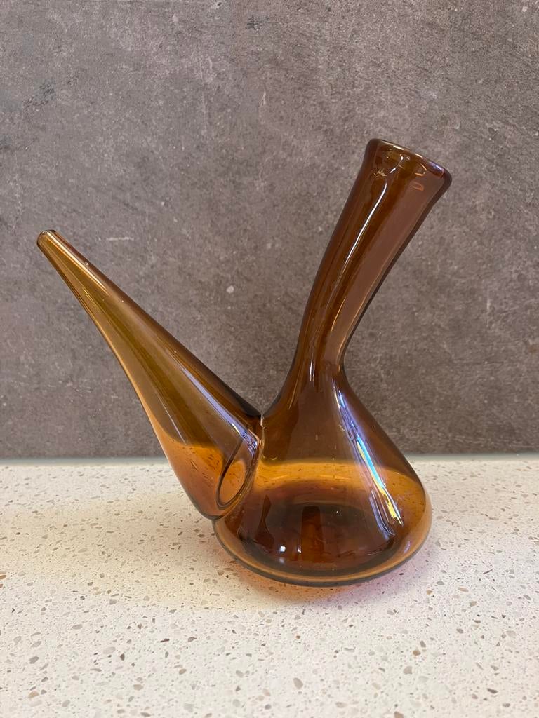Vintage Spaanse porron / wijnschenker - amber kleur, Antiek en Kunst, Ophalen of Verzenden