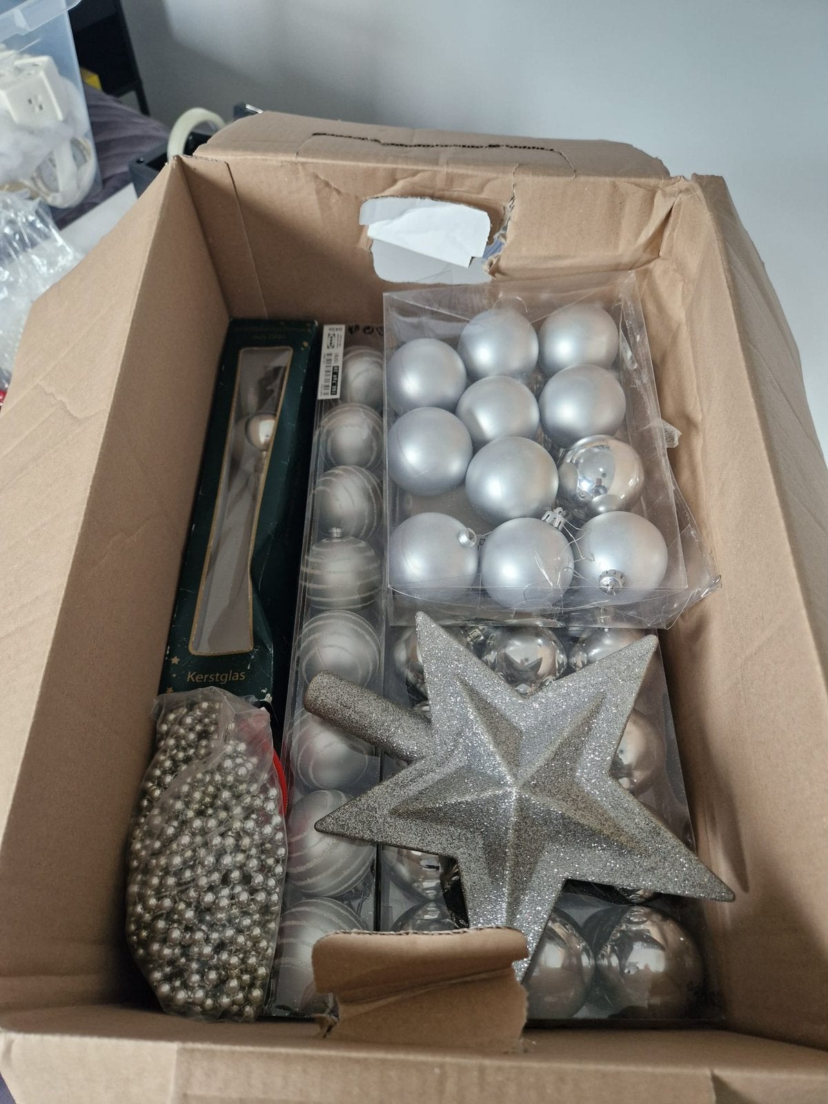 Kerstballen zilver, Ophalen of Verzenden, Zo goed als nieuw