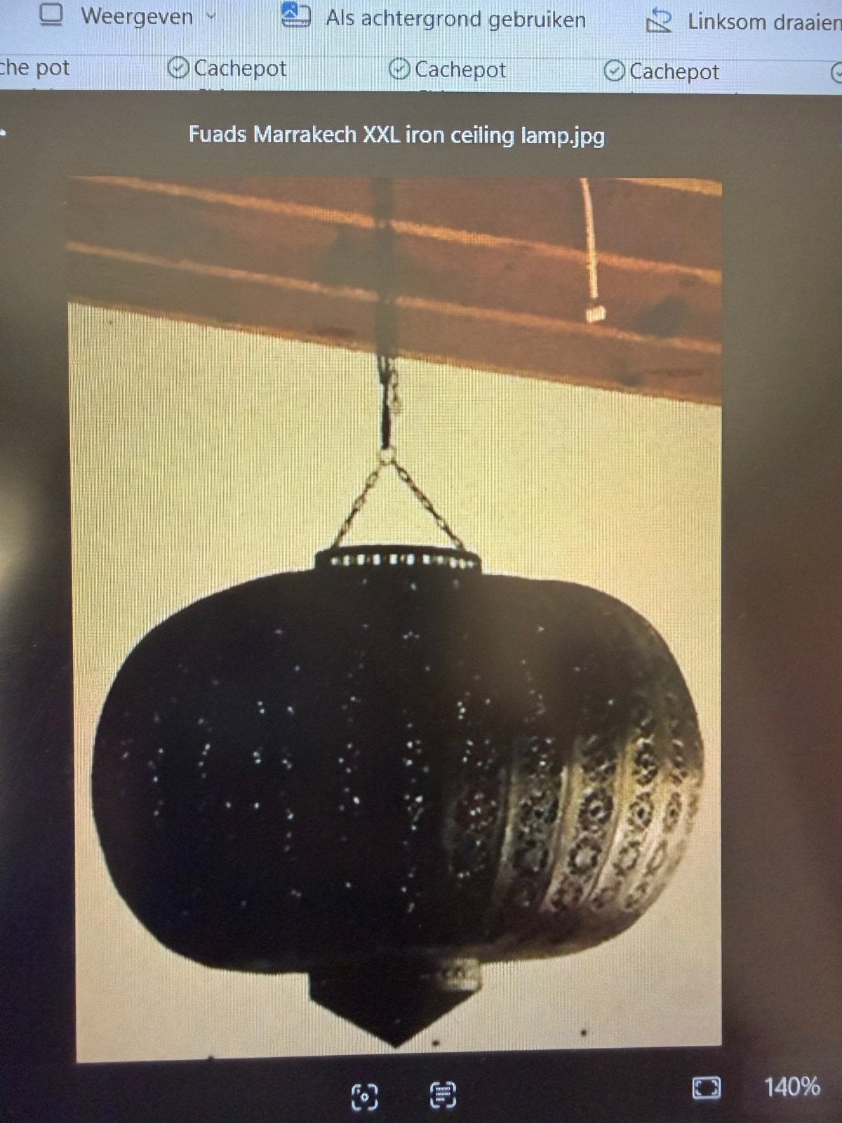 Marrakech XXL ijzeren plafondlamp, Ophalen, Gebruikt, 50 tot 75 cm, Metaal