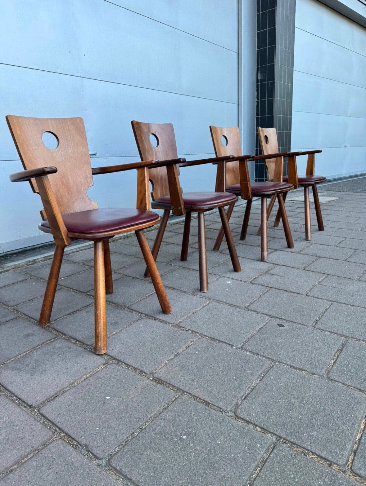 SALE! Brutalist jaren 60 vintage stoelen Vervoort Tilburg, Huis en Inrichting, Ophalen, Gebruikt, Bruin, Hout