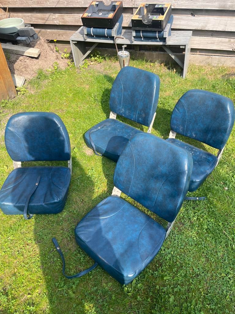 Gebruikte bootstoelen - 4 stuks blauw, Watersport en Boten, Ophalen, Gebruikt