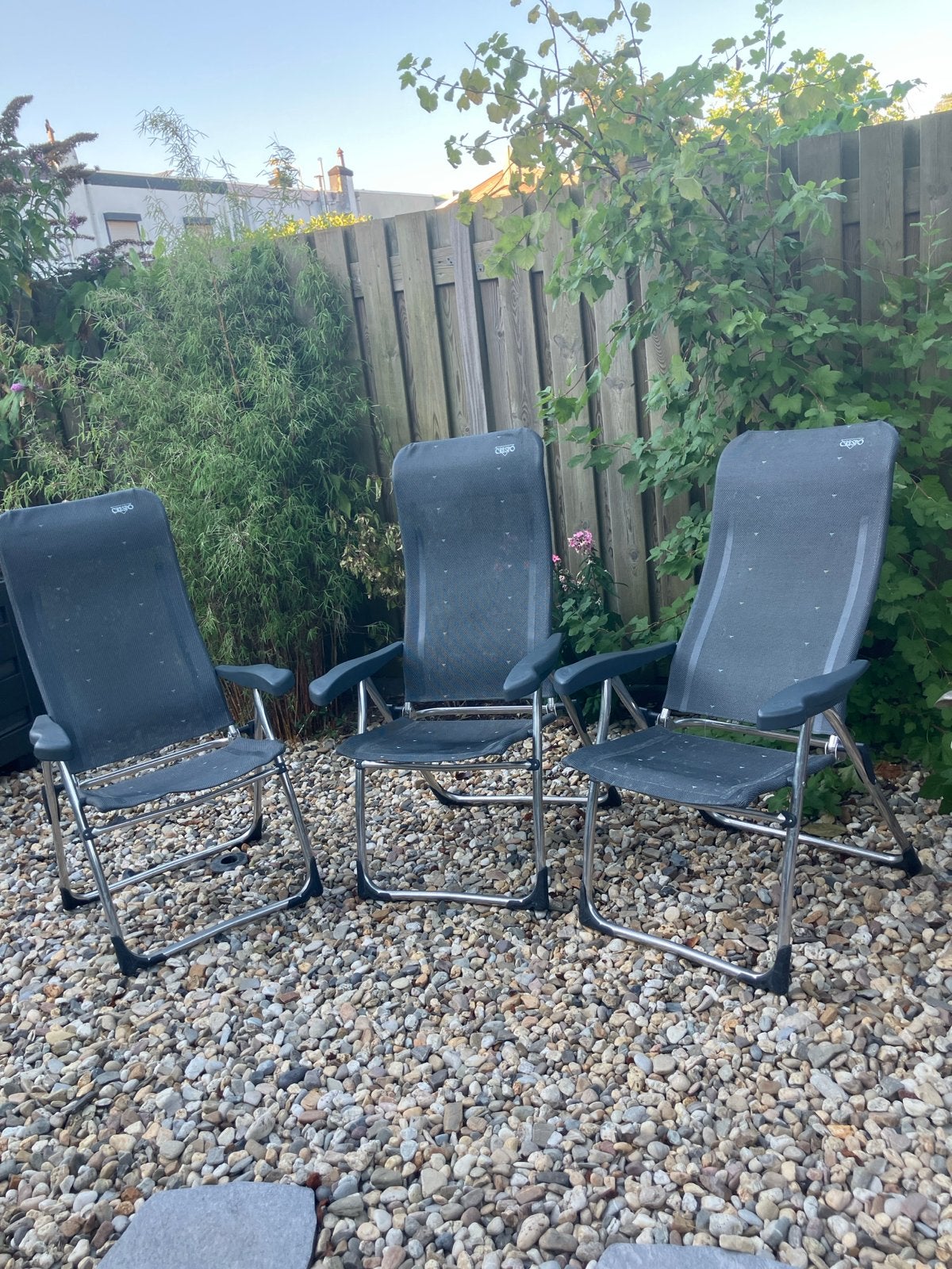 3 Crespo campingstoelen - verstelbaar en inklapbaar, Ophalen, Gebruikt, Aluminium, Inklapbaar