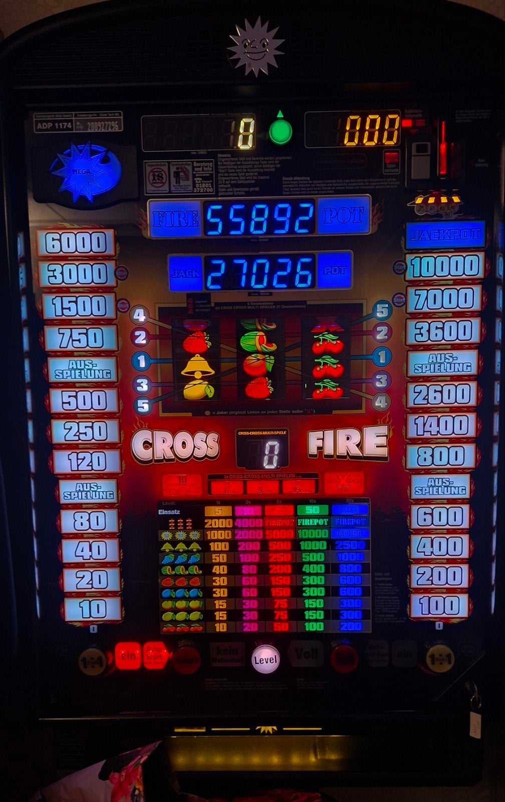 Merkur Duitse Gokkast Cross Fire, Euro, Ophalen, Gebruikt