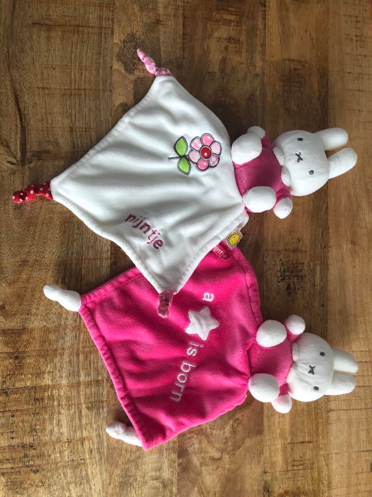 2 zachte Nijntje knuffeldoekjes roze en wit, Kinderen en Baby's, Speelgoed | Knuffels en Pluche, Zo goed als nieuw, Konijn, Ophalen of Verzenden