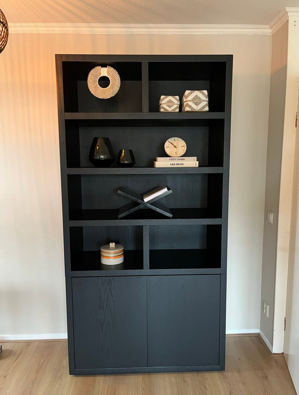 Goossens Barcelona vakkenkast zwart, Ophalen, Gebruikt, 25 tot 50 cm, 150 tot 200 cm