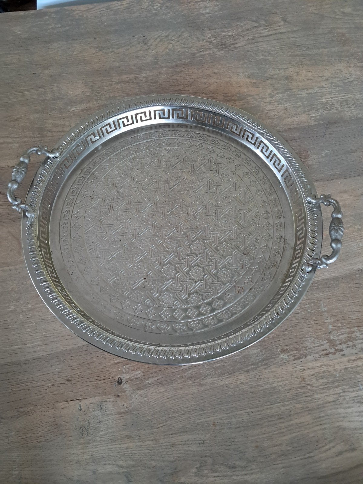 Zilverkleurige schaal, Ophalen of Verzenden, Rond, Metaal