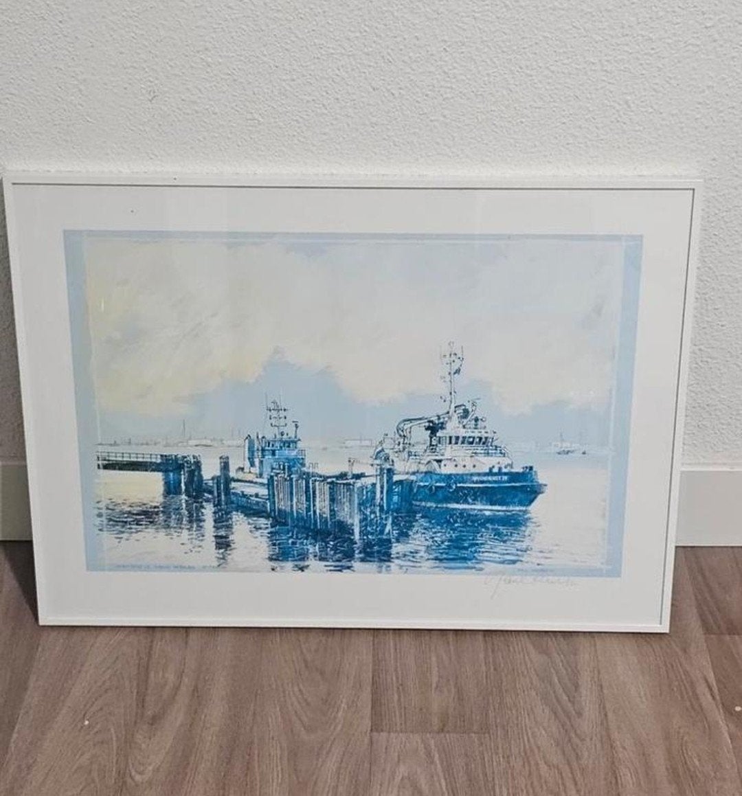 Paul Kerrebijn - Havendienst 19 Rotterdam (Zeefdruk), Antiek en Kunst, Kunst | Litho's en Zeefdrukken, Ingelijst, Ophalen, Overige onderwerpen