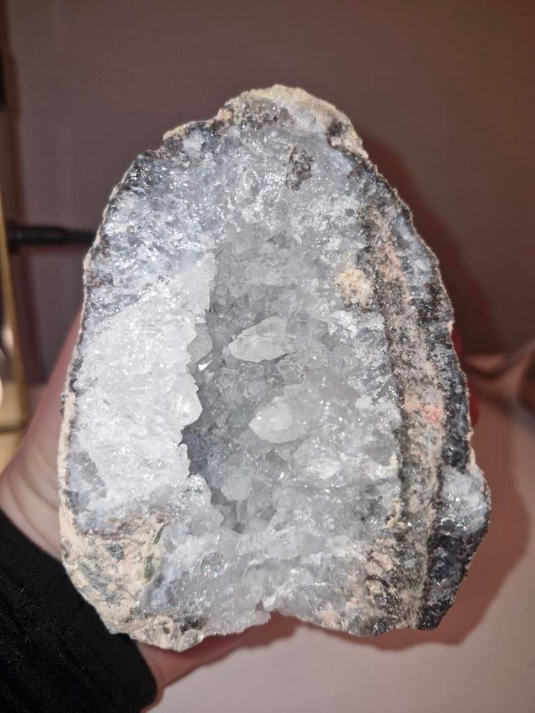 Kwartsgeode steen, Ophalen of Verzenden, Zilver