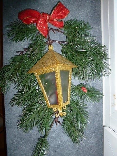 nostalgische kerst lantaren kerst deko vintage goudkleur, Ophalen of Verzenden, Gebruikt