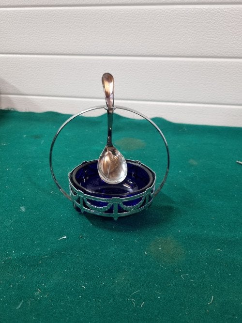 Suikerschaaltje cobalt bleu glas,vintage, Ophalen of Verzenden