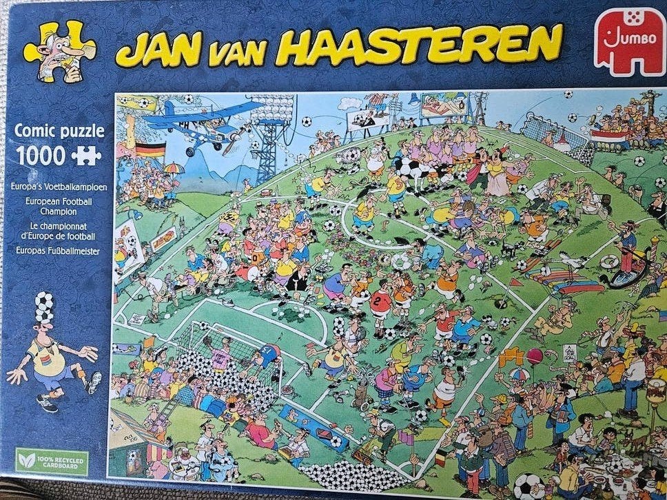 Jan van Haasteren1000 stukjes - Europa's Voetbalkamp, Ophalen, 500 t/m 1500 stukjes, Zo goed als nieuw, Legpuzzel