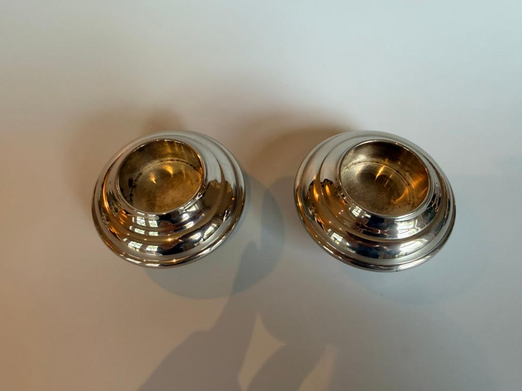 Twee verzilverde waxinelichthouders Art Deco, Ophalen of Verzenden, Zilver