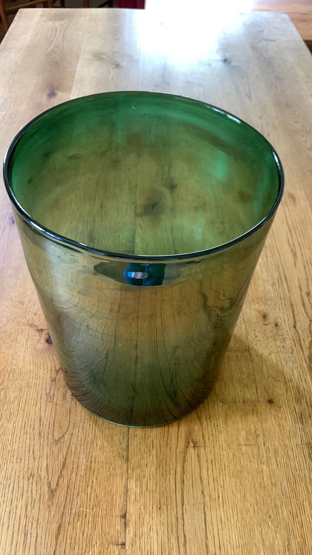 Vintage grote glazen vaas groen., Ophalen of Verzenden, Huis en Inrichting