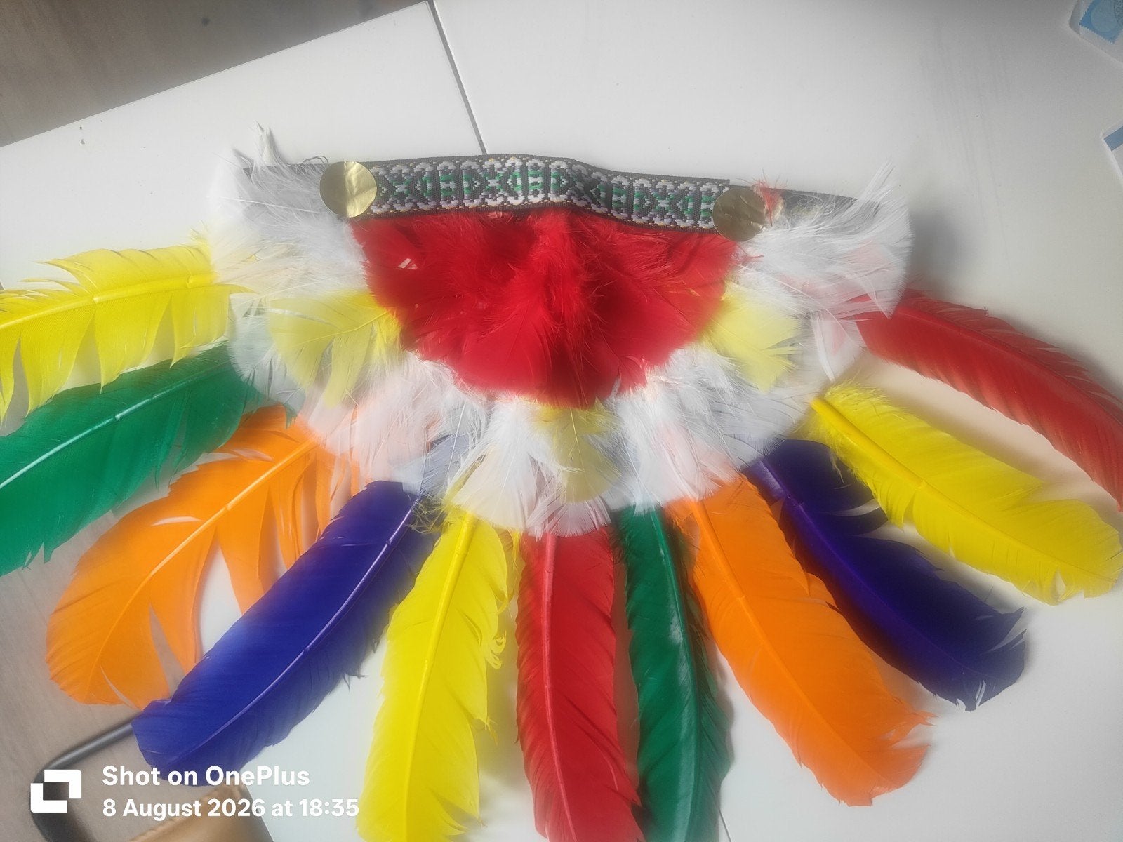 Kleurrijke Veren Hoofdband - Indianen Hoofdtooi, Ophalen of Verzenden