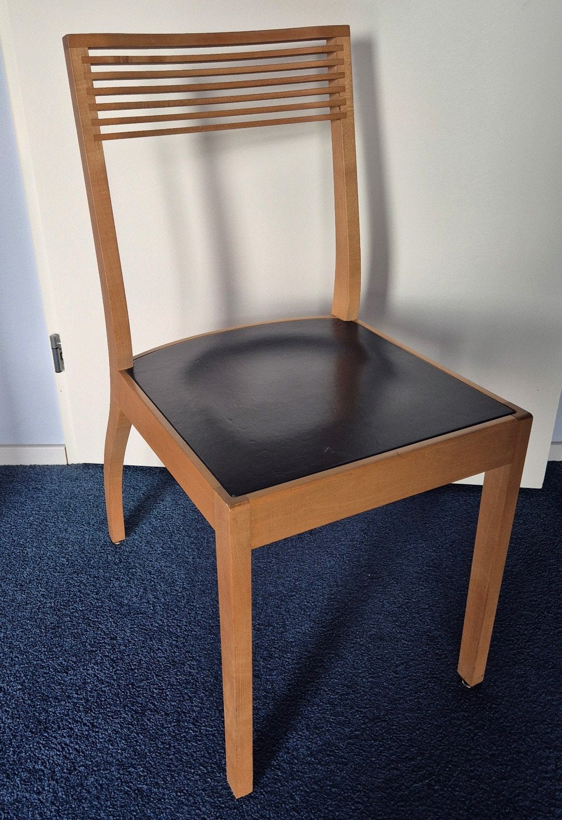 Set van 4 Castelijn eetkamerstoelen - blauw leer, Huis en Inrichting, Ophalen, Gebruikt, Blauw, Leer