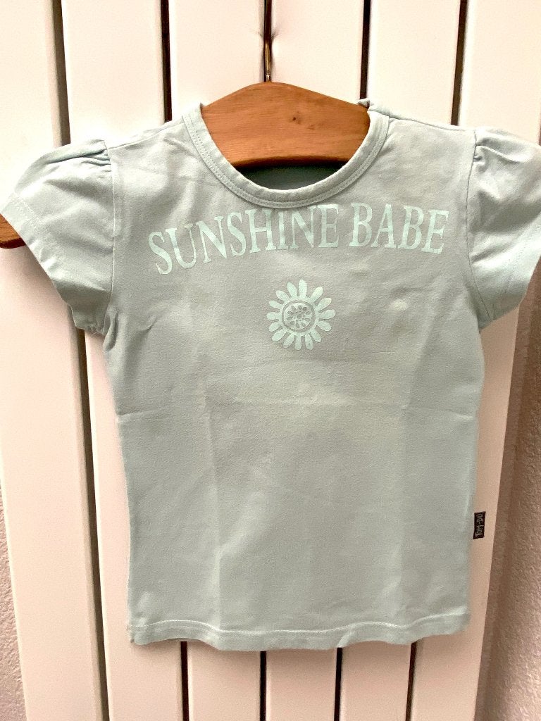 TOM DU lichtblauw shirt Sunshine Babe maat 128/134, Gebruikt, Meisje, Ophalen of Verzenden, Tom Du