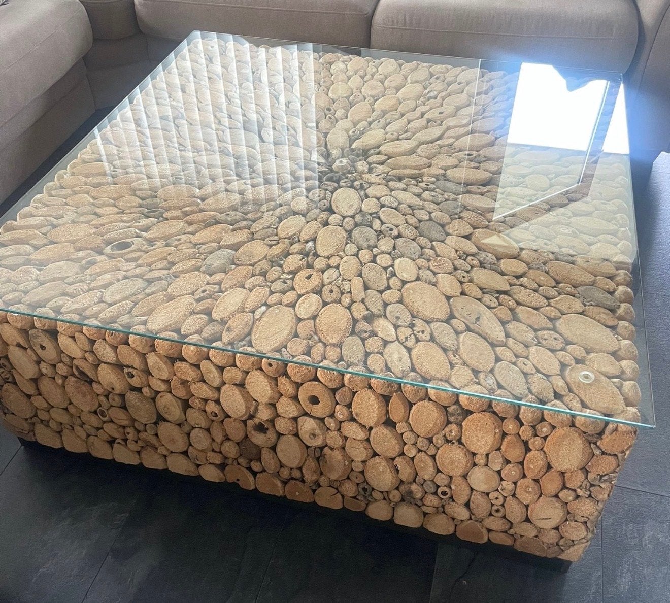 Rofra Home Driftwood Salontafel - 110x110x41 cm, Huis en Inrichting, Tafels | Salontafels, Gebruikt, 100 tot 150 cm, Vierkant