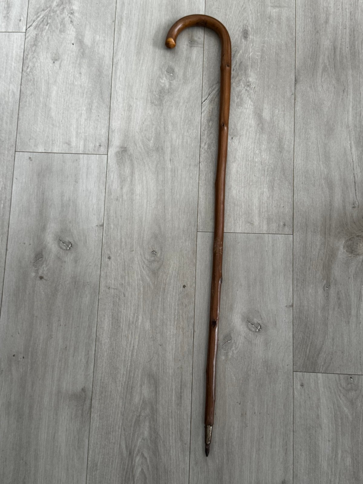 Oude houten wandelstok met metalen punt – 88 cm, Ophalen, Gebruikt