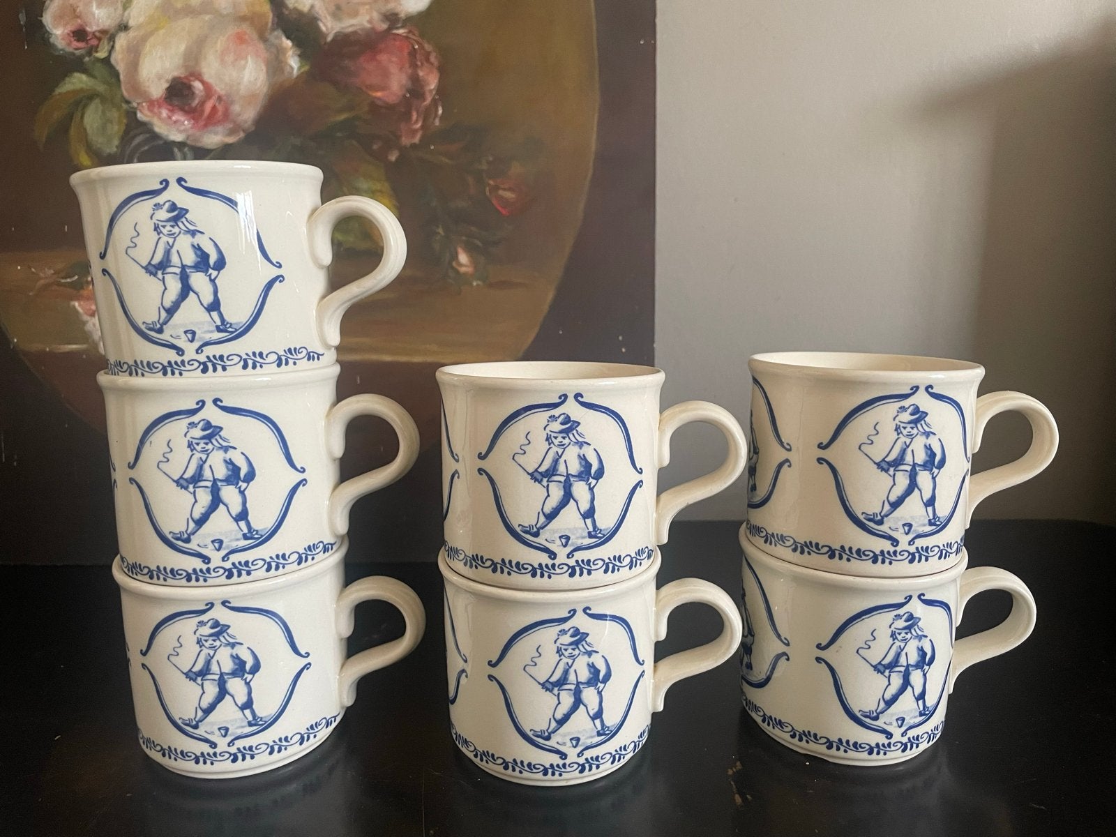 7 mokken CORRY AMMERLAAN oud hollandse spelen handwerk, Ophalen of Verzenden