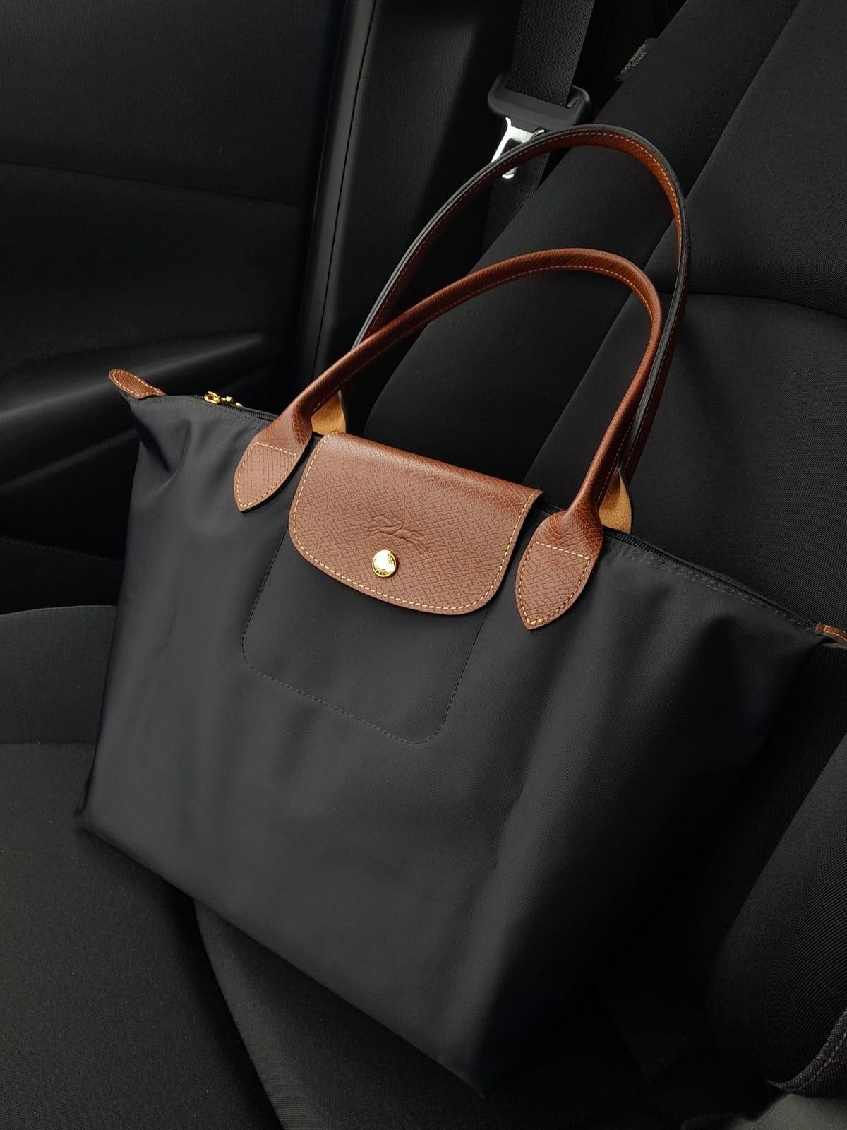 Longchamp Le Pliage Handtas Zwart L, Ophalen of Verzenden, Zo goed als nieuw, Zwart, Handtas