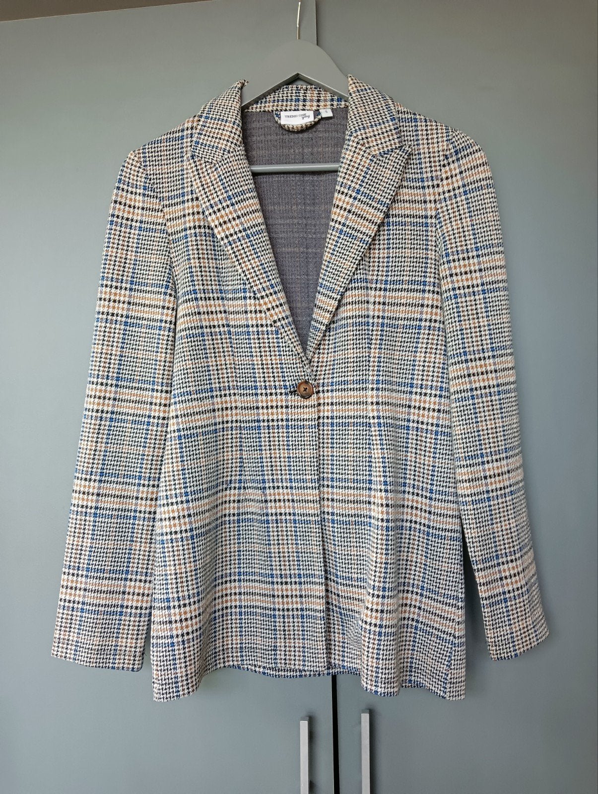 Ongevoerd geruit jasje mt S, okergeel/blauw/zwart, Kleding | Dames, Ophalen of Verzenden, Trend One, Jasje, Maat 36 (S)