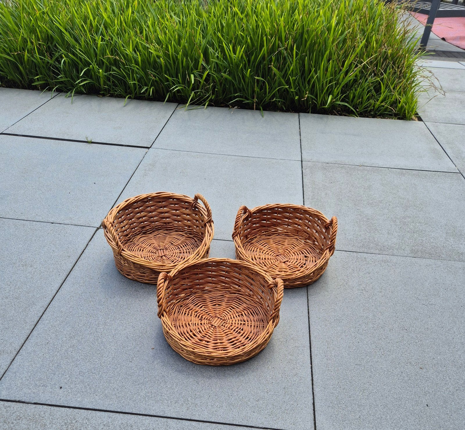 Set van 3 rotan mandjes voor presentatie, Ø 27 cm, Huis en Inrichting, Woonaccessoires | Schalen en Manden, Ophalen of Verzenden