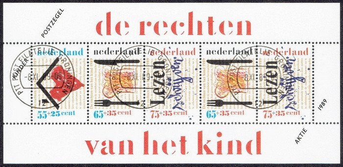 Nederland 1989, kinderzegels, velletje., Postzegels en Munten, Verzenden, Na 1940, Gestempeld