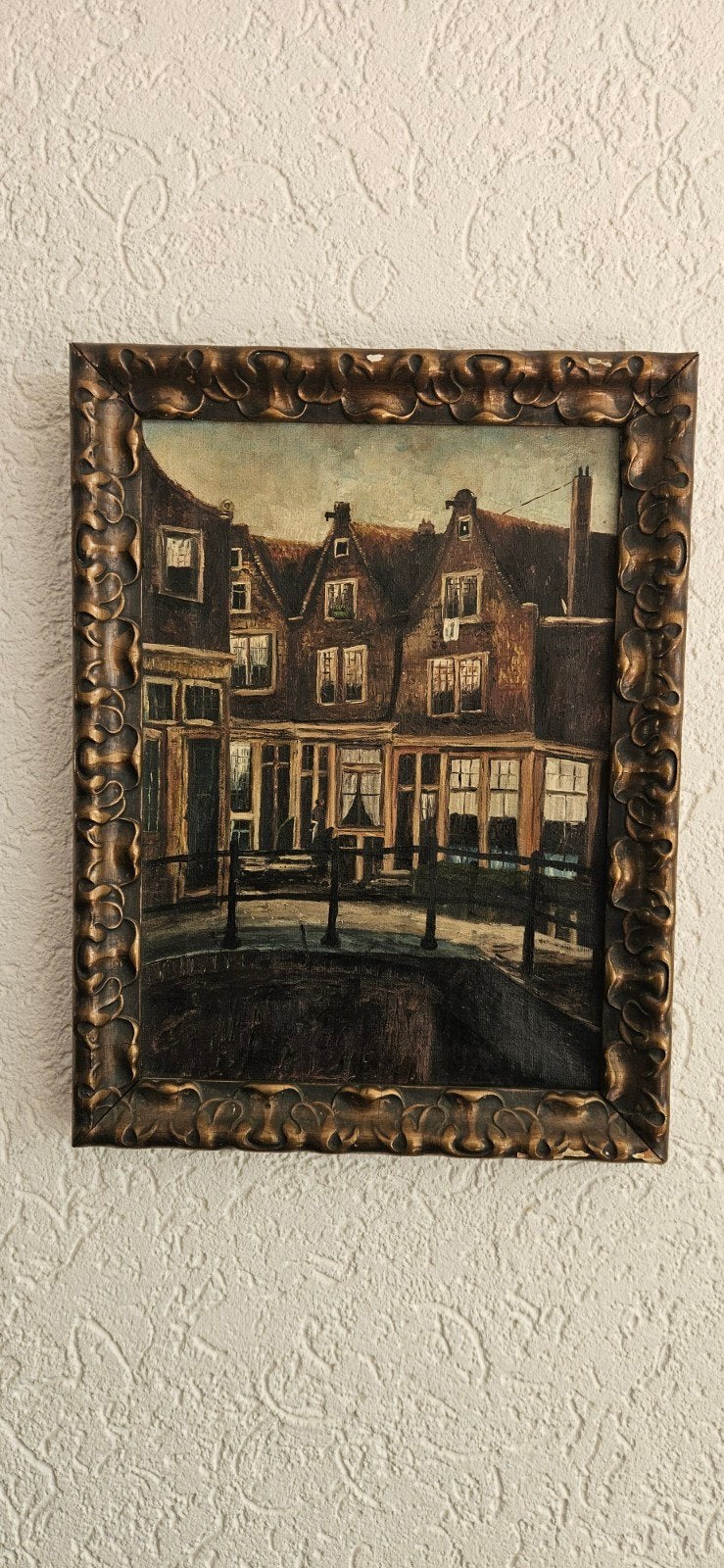 Oud Hollands Stadsgezicht Schilderij op Doek, Antiek en Kunst, Ophalen