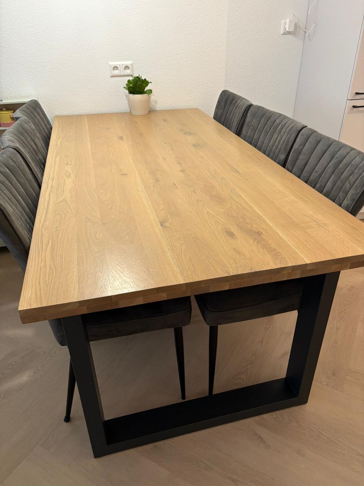 eettafel eikenhout, salontafel en 6 stoelen van Pronto, Huis en Inrichting, Tafels | Eettafels, Ophalen, Gebruikt, Eikenhout, 50 tot 100 cm