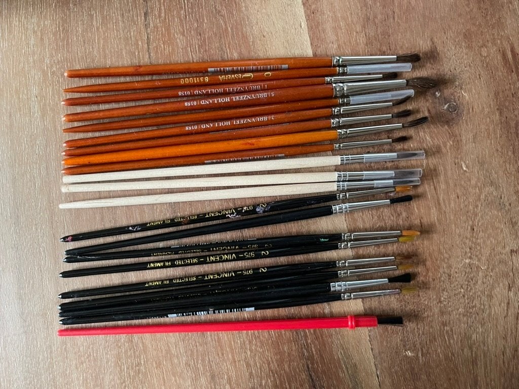 20 x fijn penseel nieuw en gebruikt, Ophalen of Verzenden, Penseel of Kwast